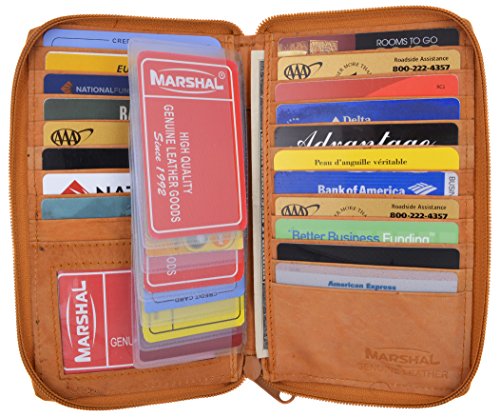 Genuine Leather Zipper Tall Bifold Business Credit Card Case & ID